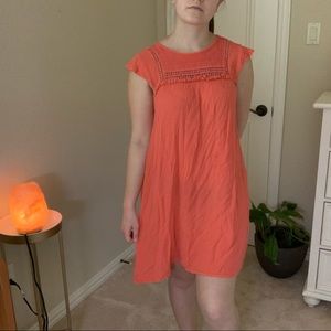 Coral linen dress